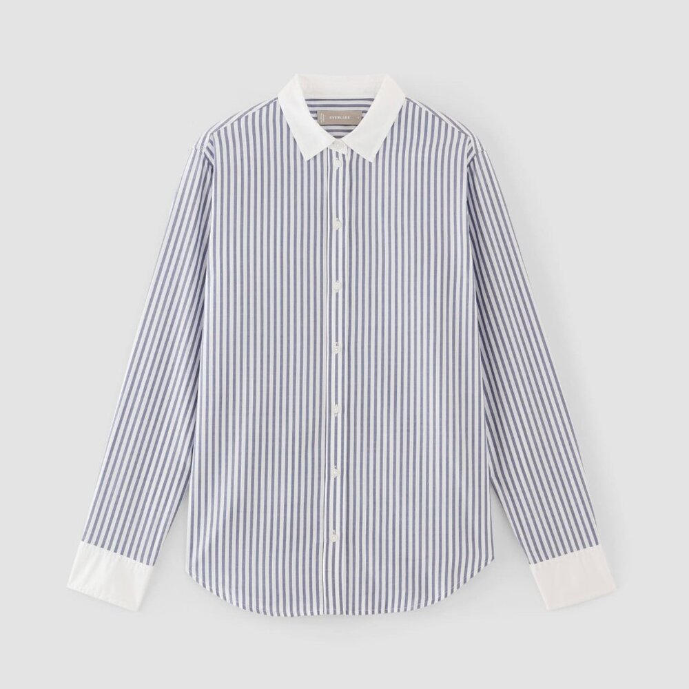 NWOT Everlane Must-Have Shirt in Silky Cotton, Blue White Stripe - Size 6 - Picture 2 of 16